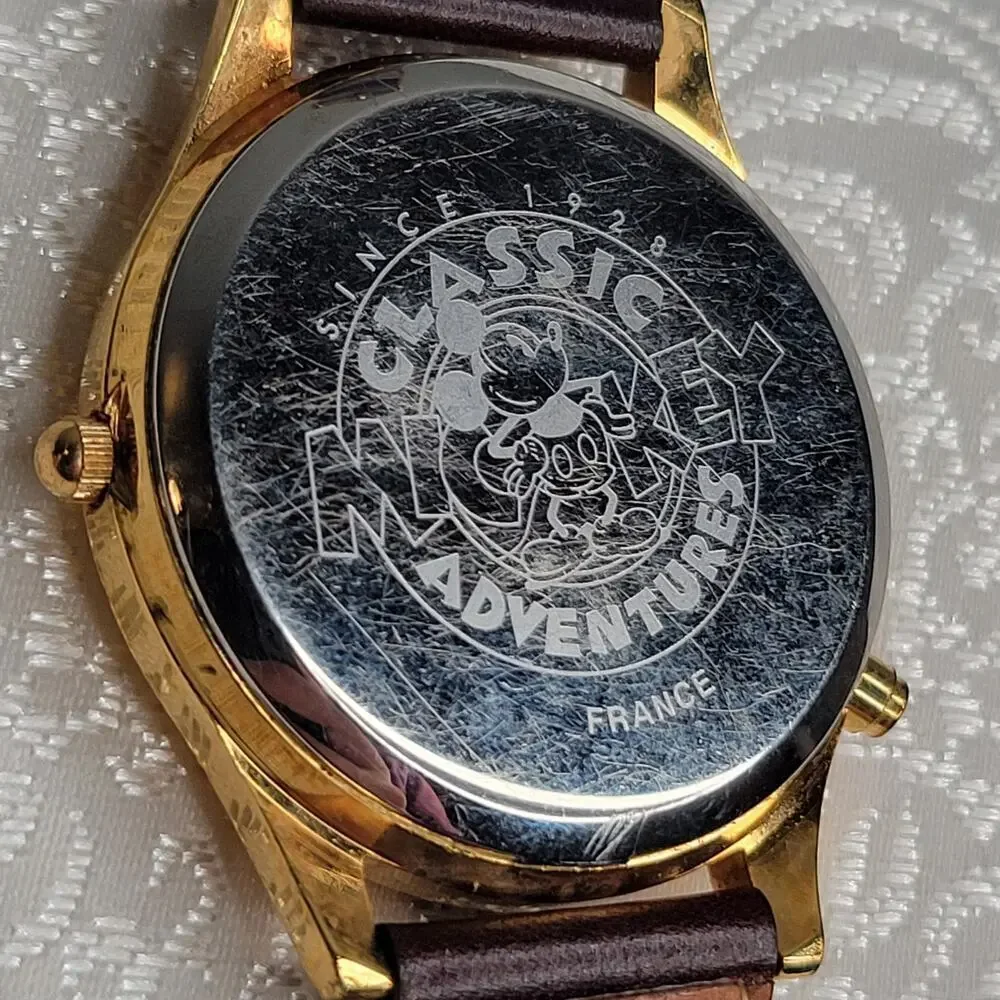 VTG Disney leather watch Fossil Mickey Mouse‎ Classic Adventures Lonesome Ghost